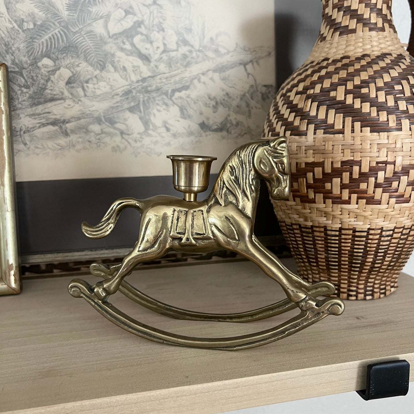 Brass Rocking Horse Candleholder