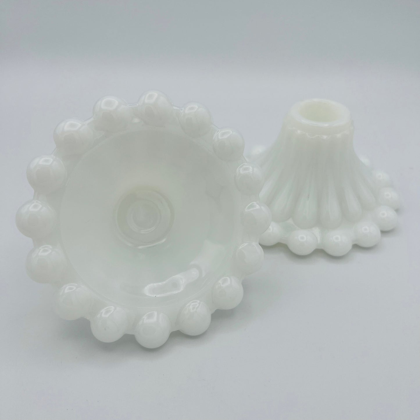 Milk Glass Boopie Candleholders