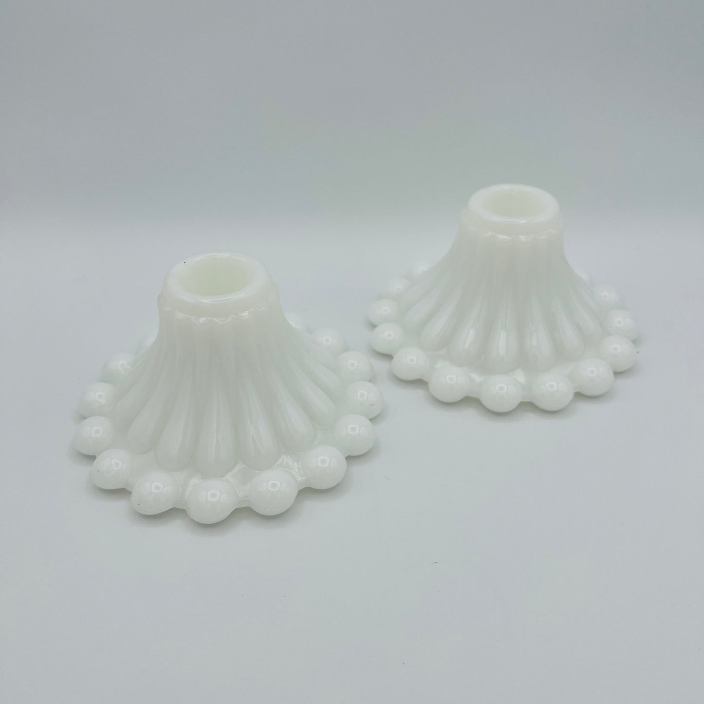 Milk Glass Boopie Candleholders