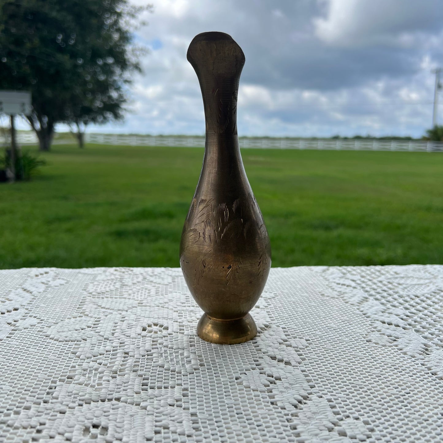 Brass Etched Vase