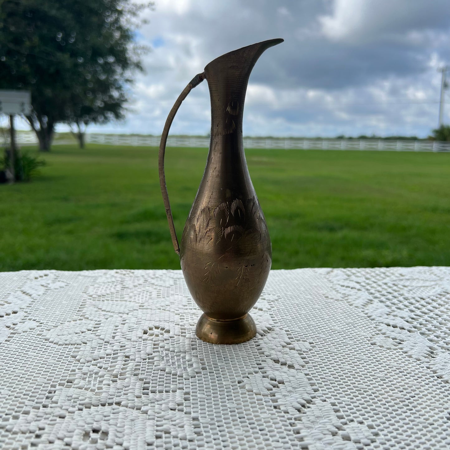 Brass Etched Vase