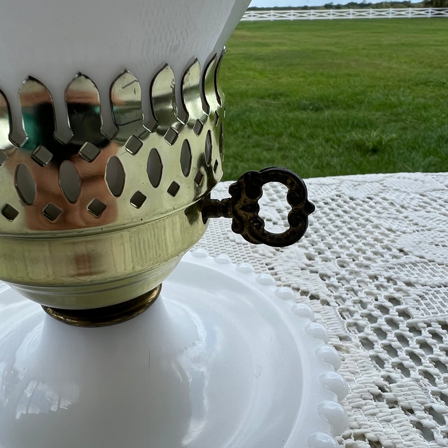 Milk Glass Boudoir Lamp