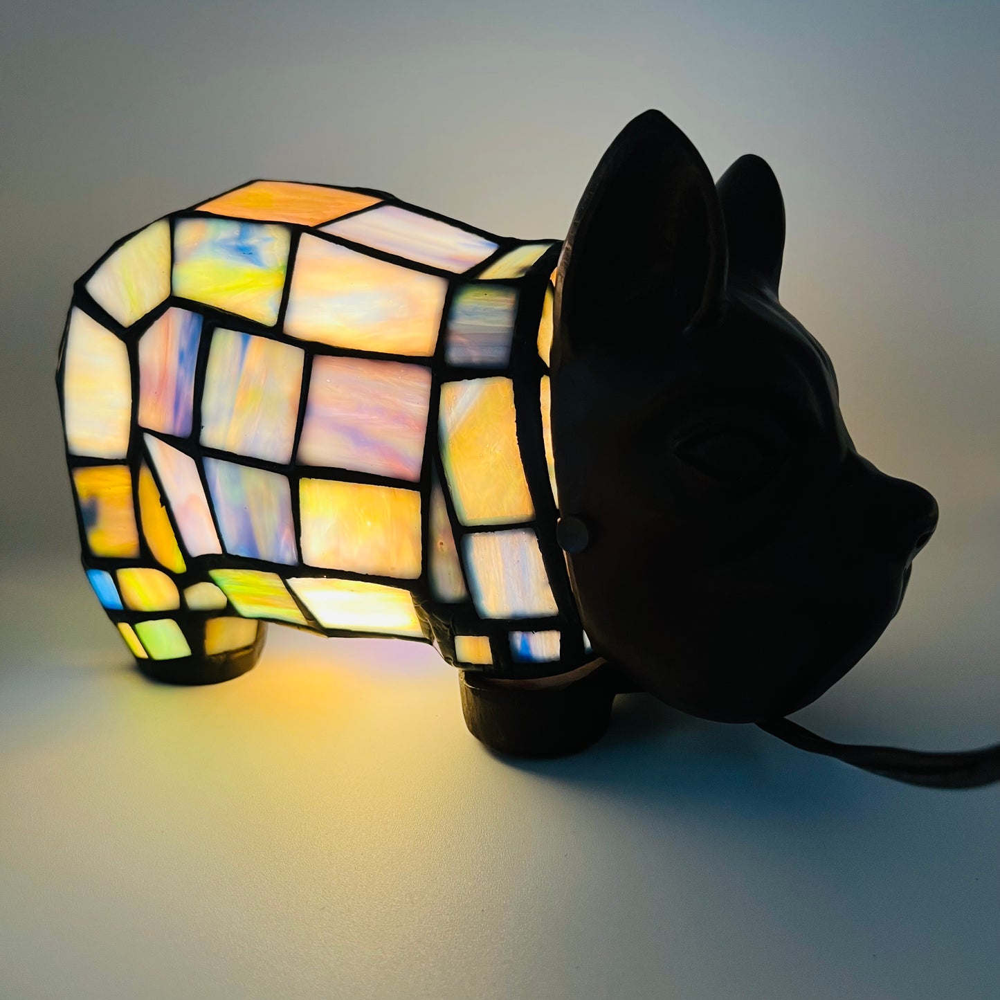 Stained Glass French Bulldog Lamp