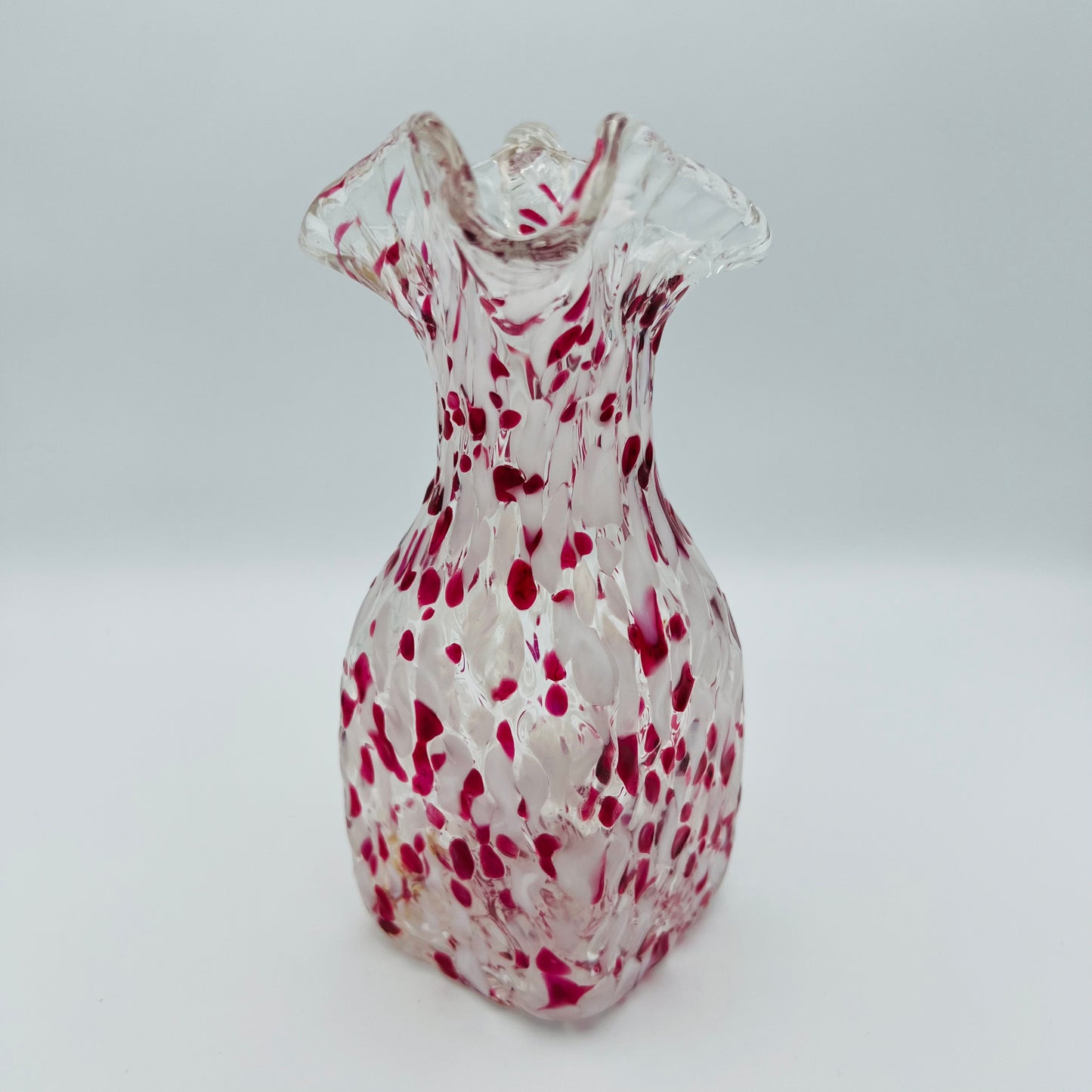 Chalet Glass Co. Cranberry and White Pitcher