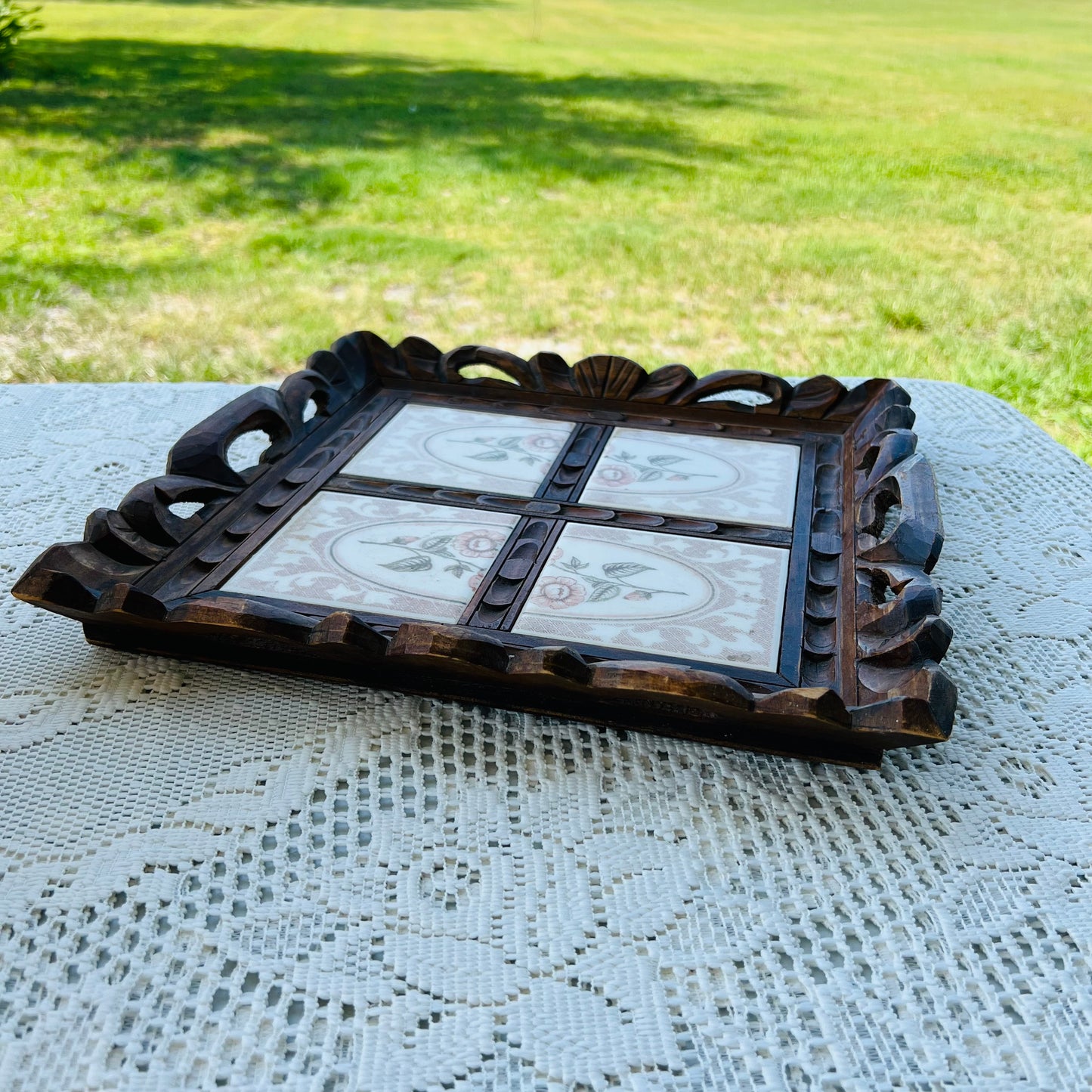 1970 Bohemian Wooden Tray