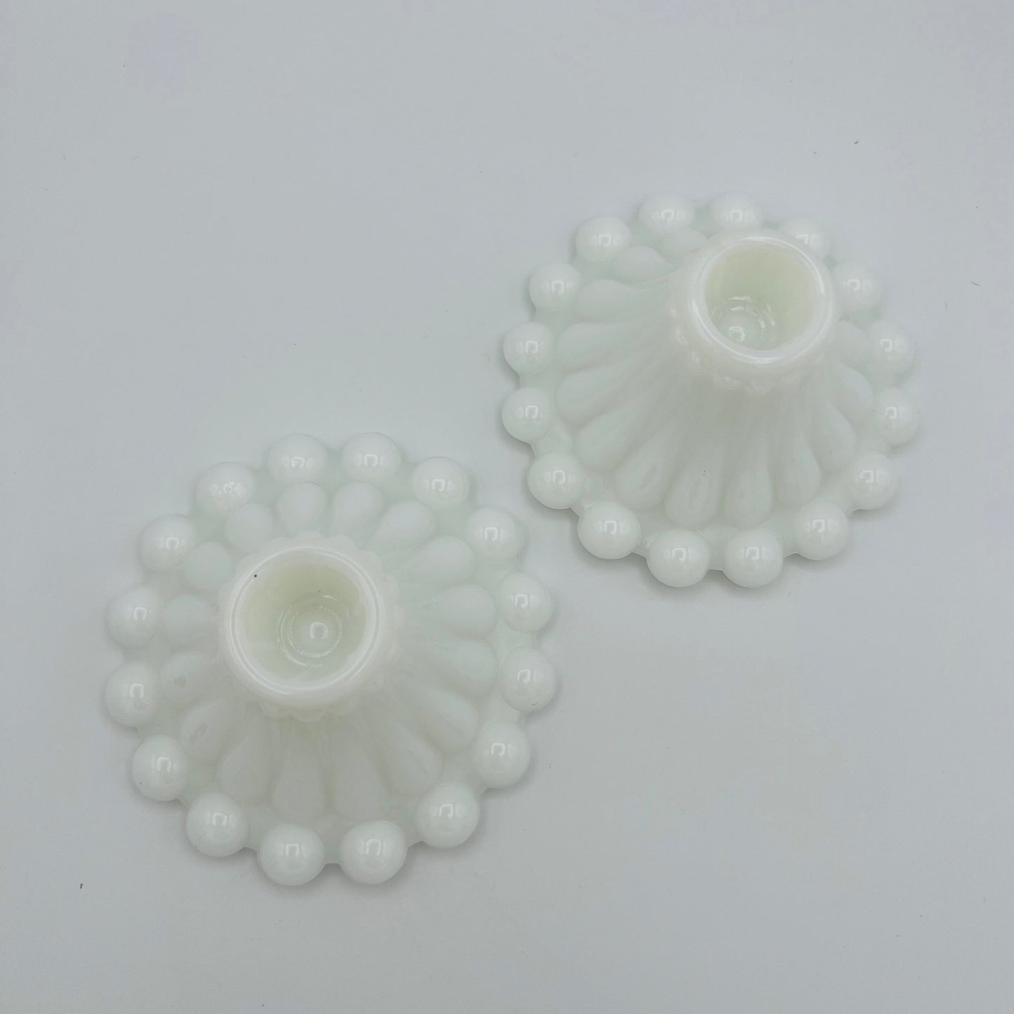 Milk Glass Boopie Candleholders