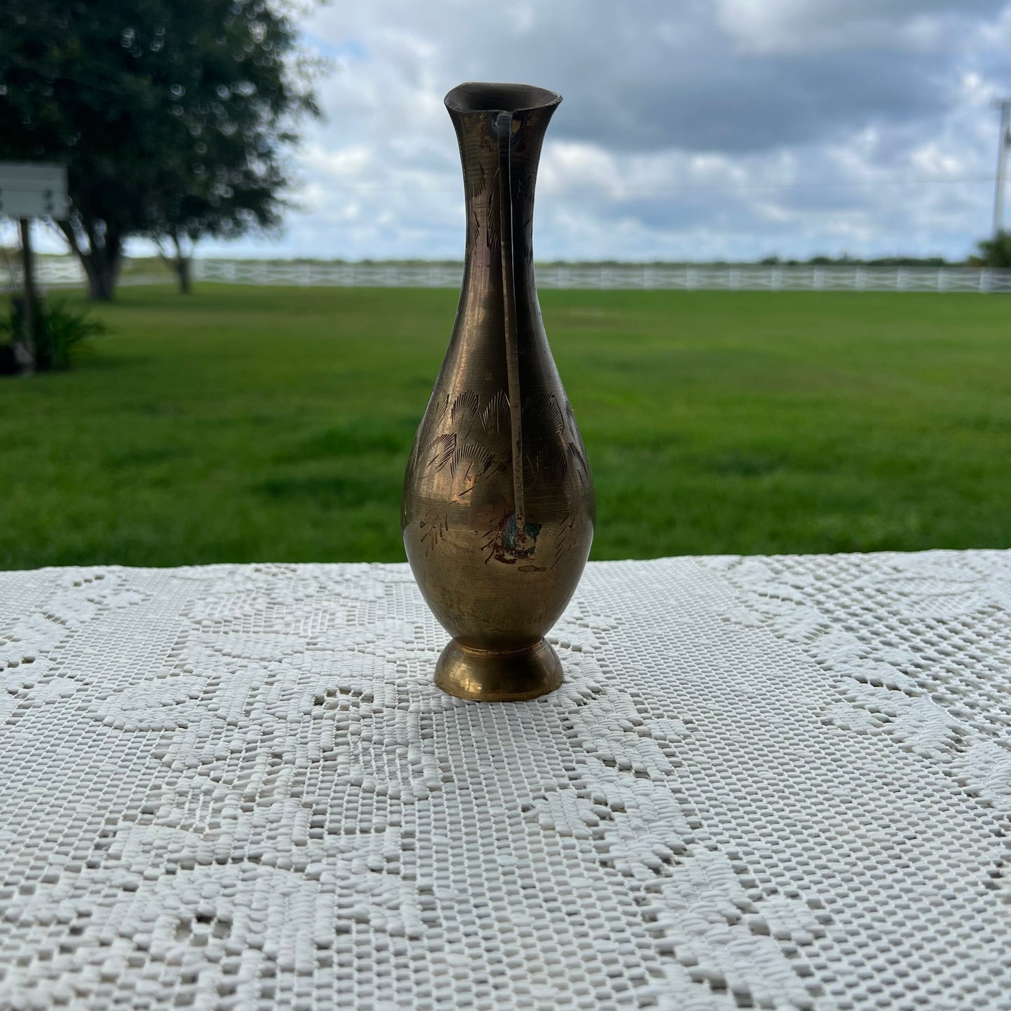 Brass Etched Vase