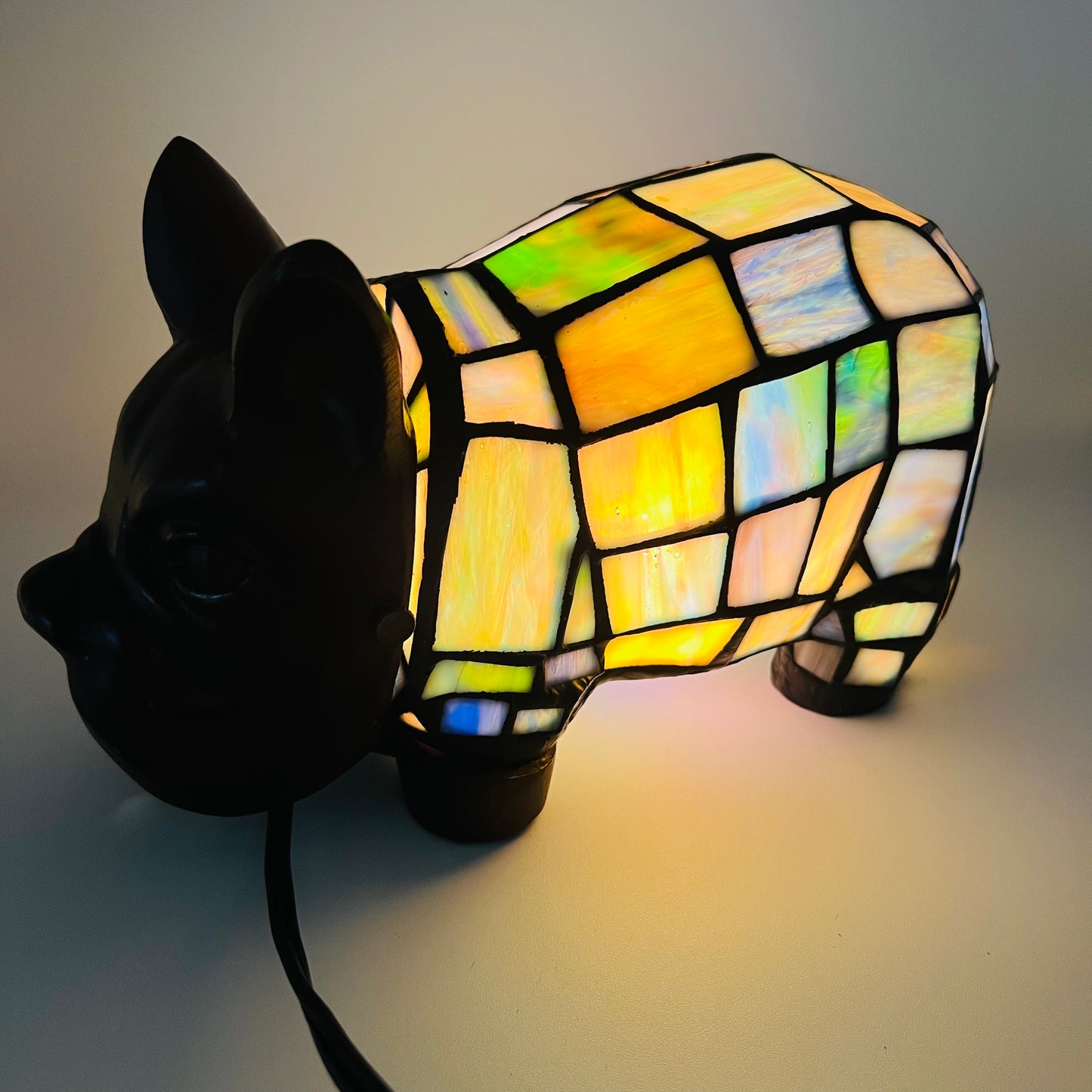 Stained Glass French Bulldog Lamp