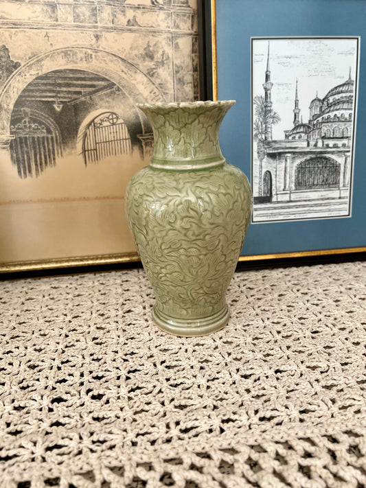 Vintage Sian Celadon Vase