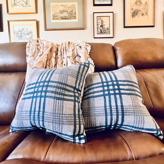 Gray Plaid Pillow Cover