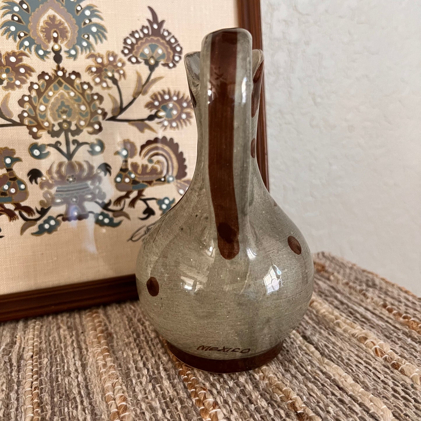 Folk Art Mexican Ceramic Mini Pitcher