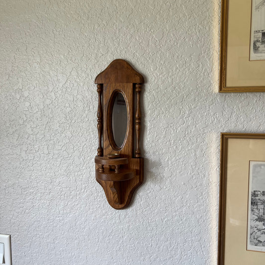 Oak Mirrored Wall Sconce