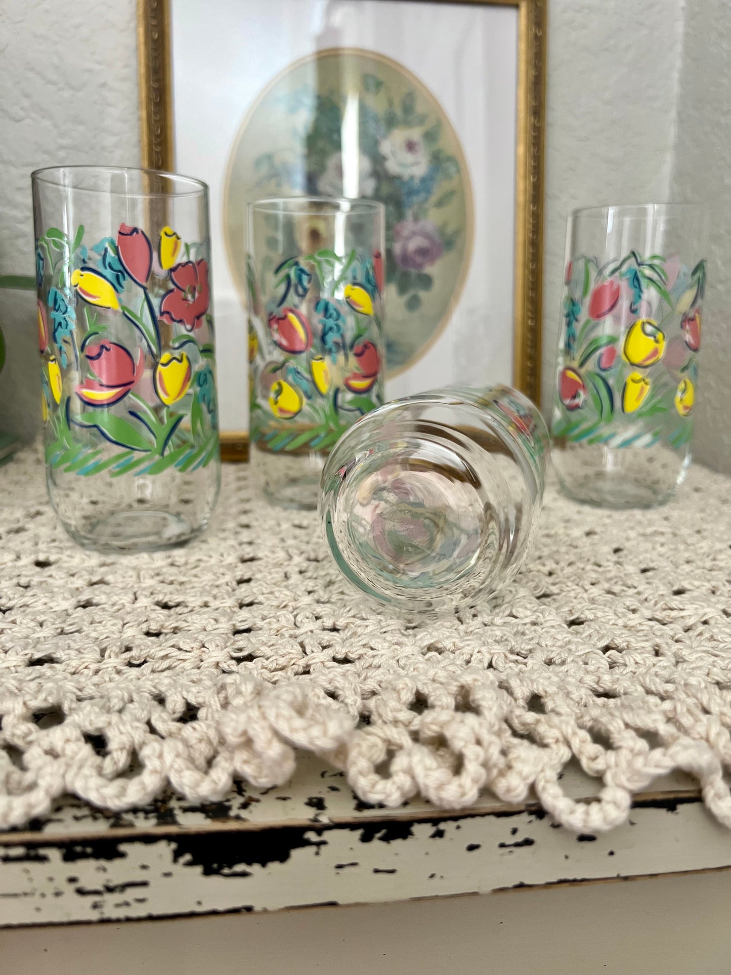 Vintage Tulip Glass Tumblers