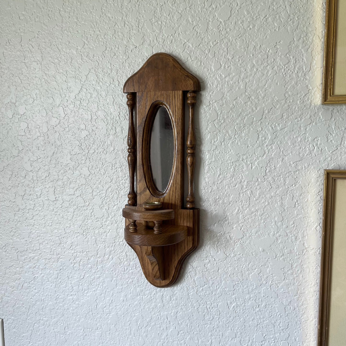 Oak Mirrored Wall Sconce