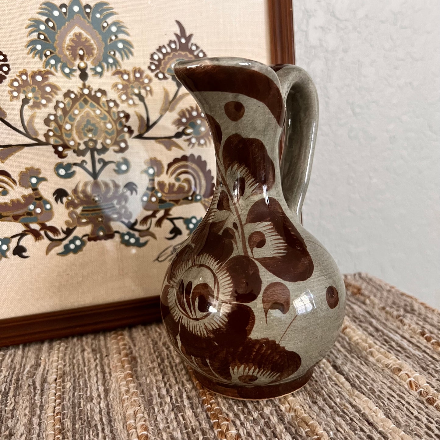 Folk Art Mexican Ceramic Mini Pitcher