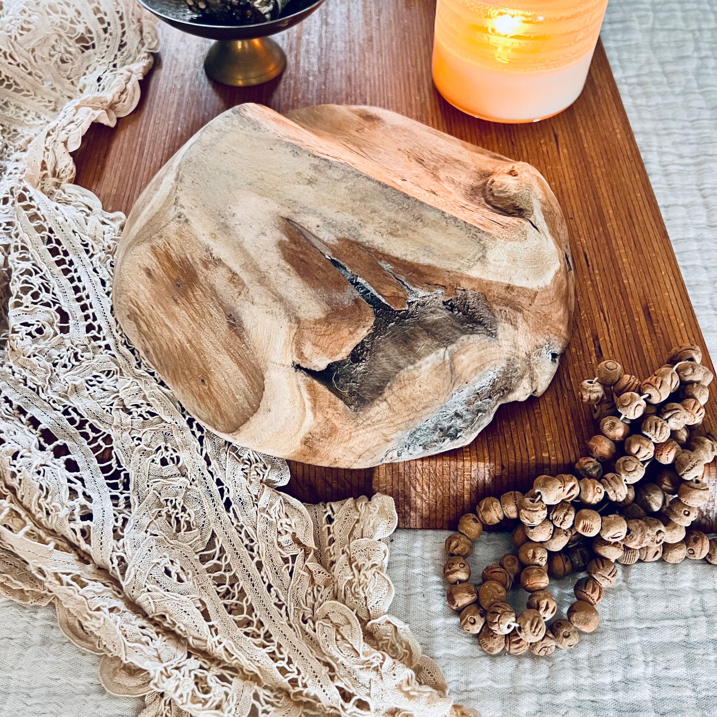 Teak wood bowl