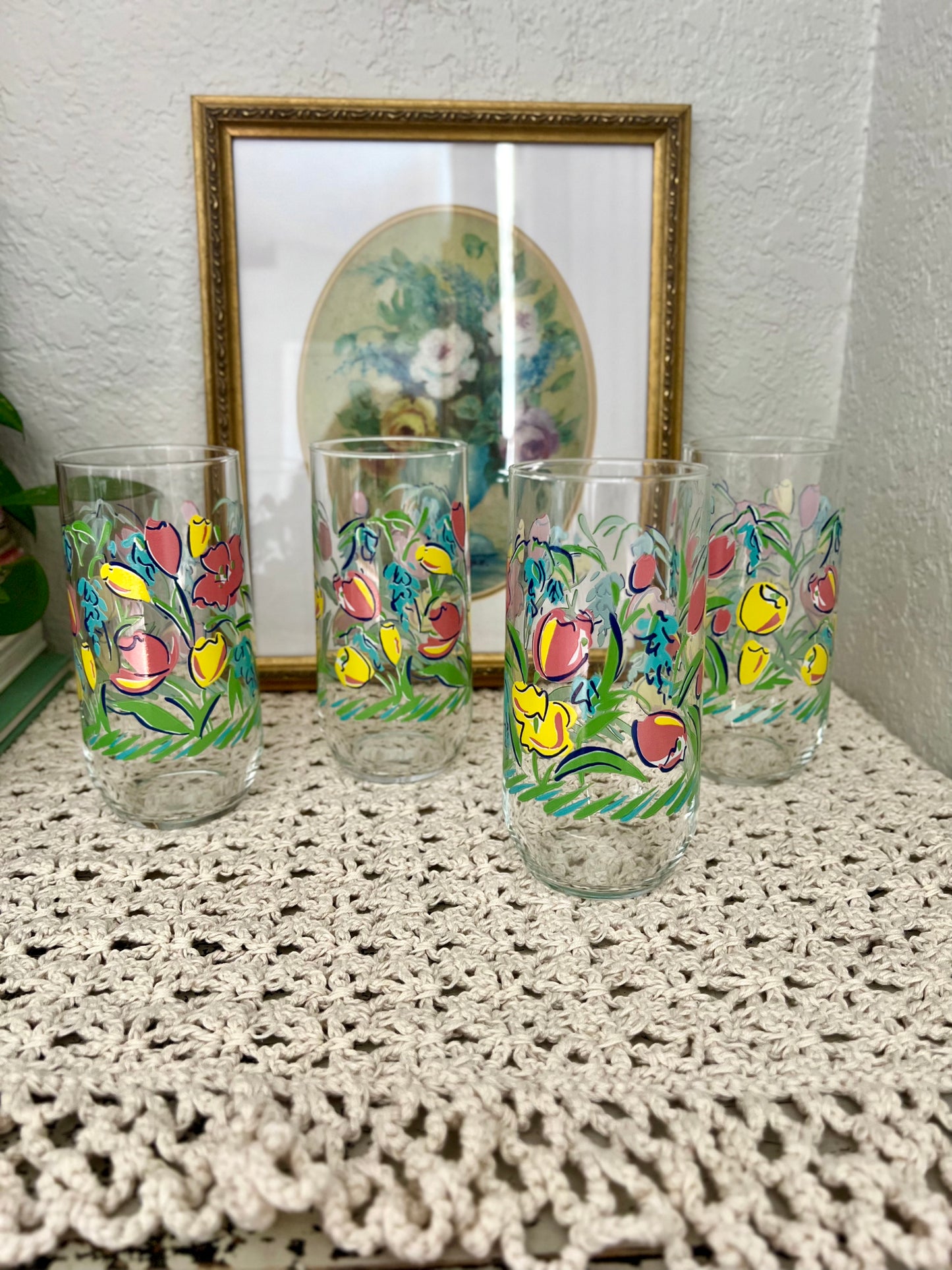 Vintage Tulip Glass Tumblers