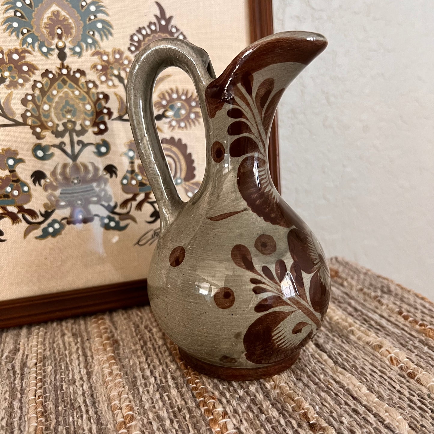 Folk Art Mexican Ceramic Mini Pitcher