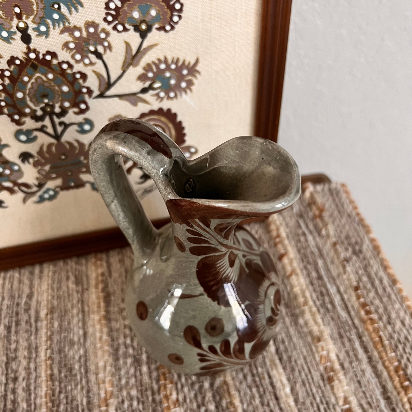 Folk Art Mexican Ceramic Mini Pitcher