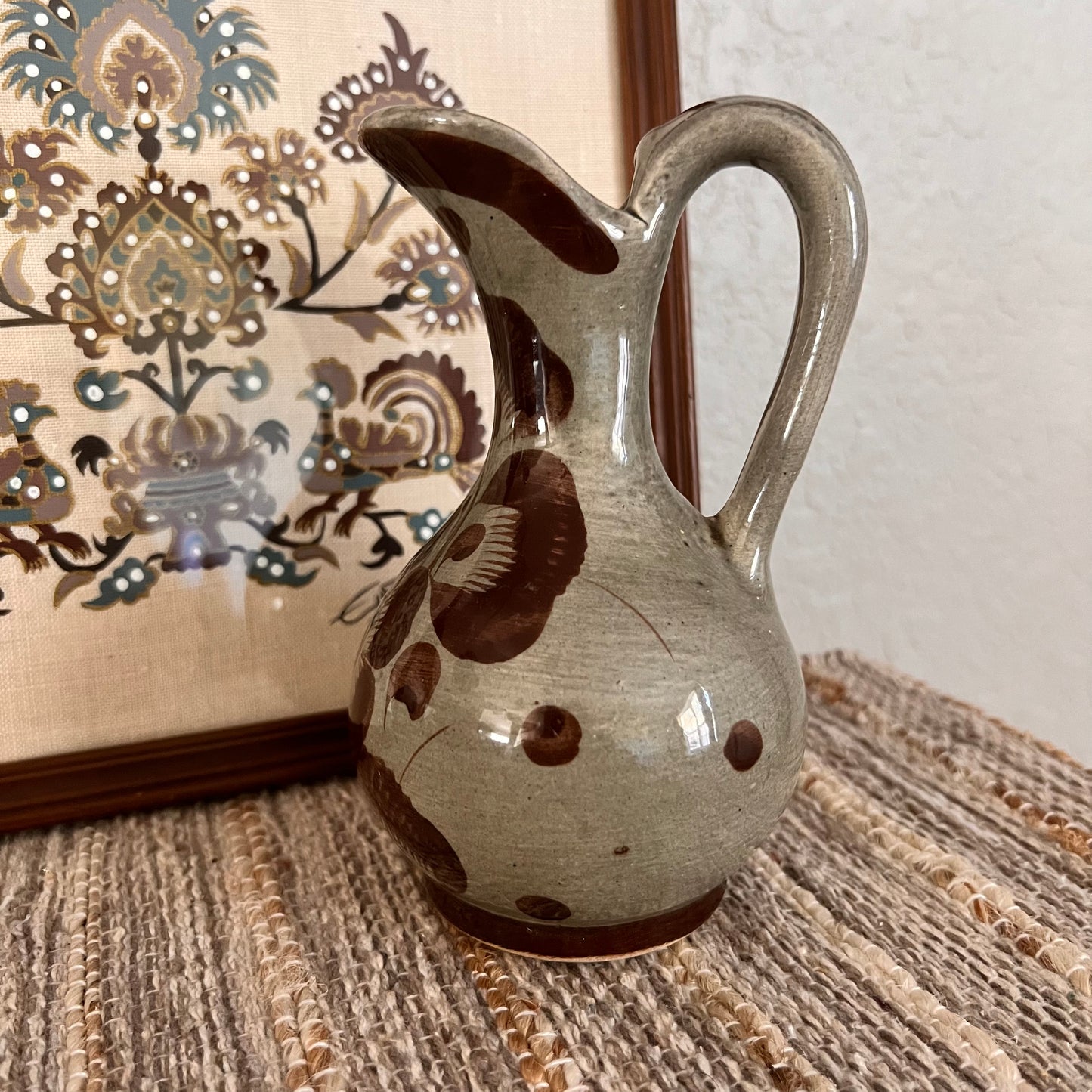 Folk Art Mexican Ceramic Mini Pitcher