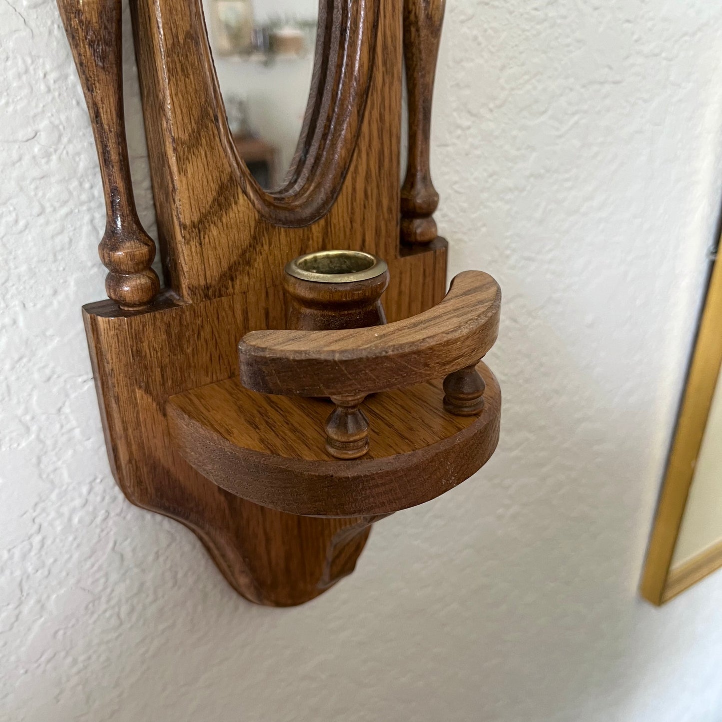 Oak Mirrored Wall Sconce