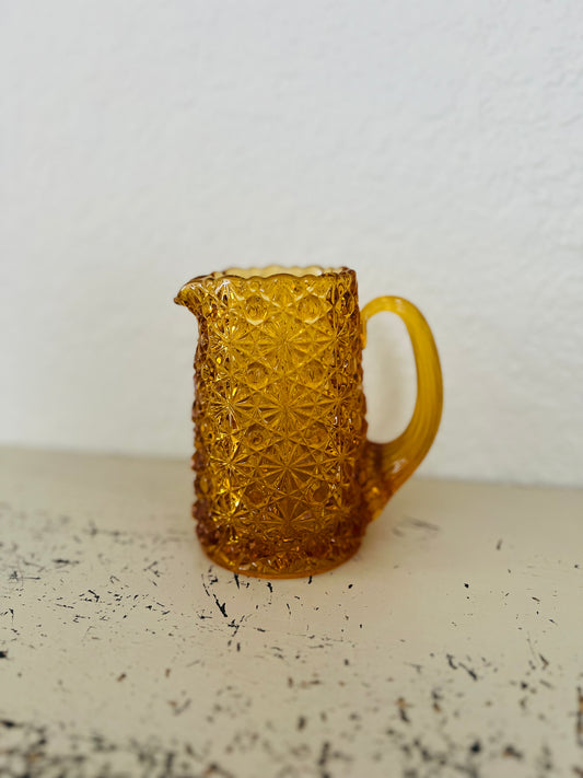 Amber Glass Daisy Pitcher