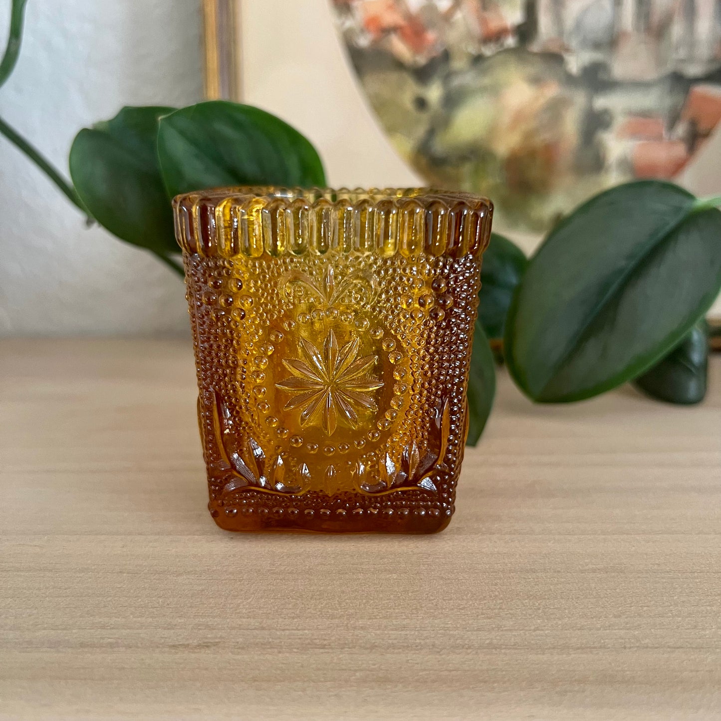 Amber glass votive